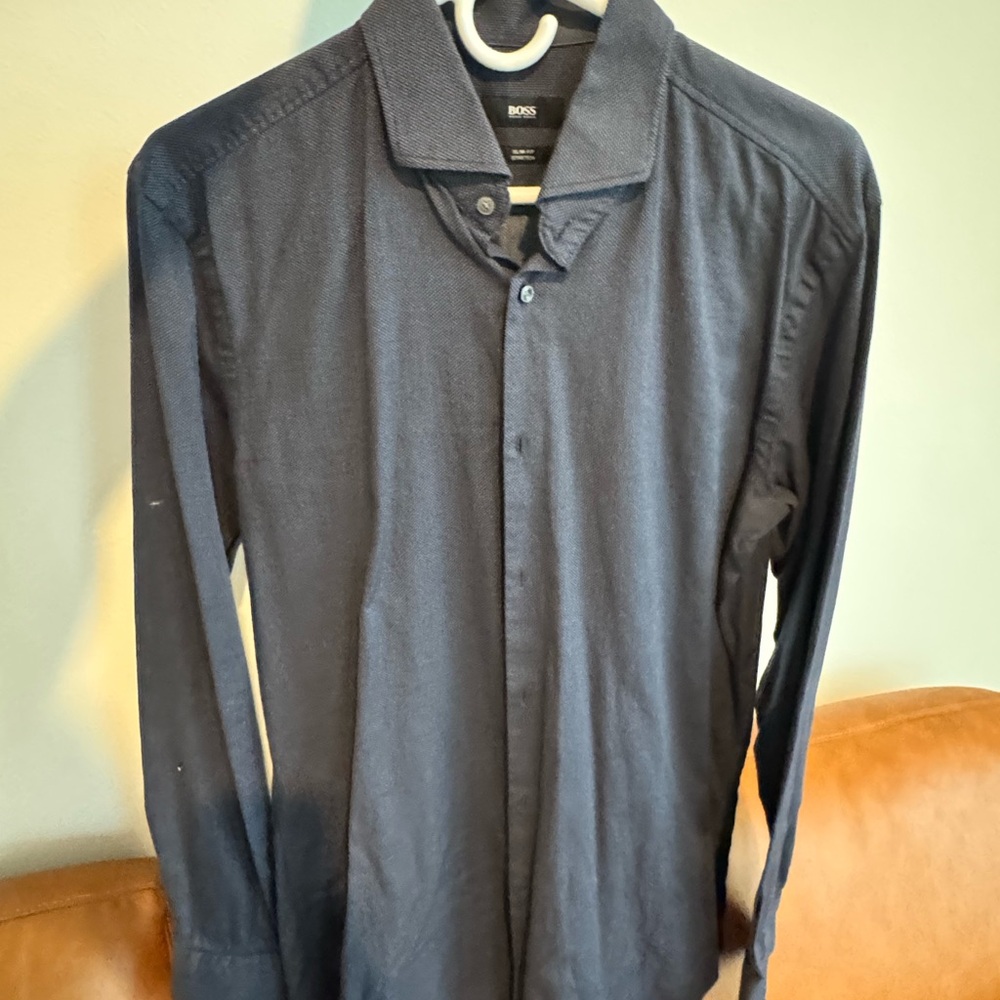 Boss Men's Dark Blue Casual Shirt